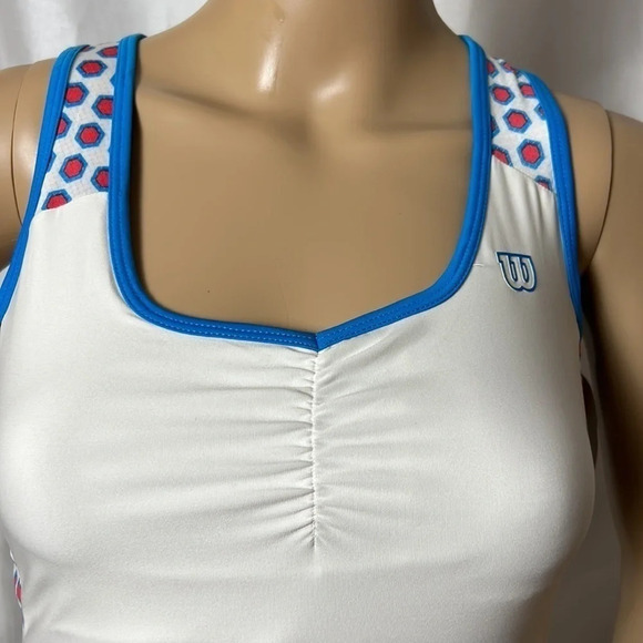 Wilson white halter tennis dress,activewear,racer back,pleated skirt,logo,slits - Picture 4 of 17